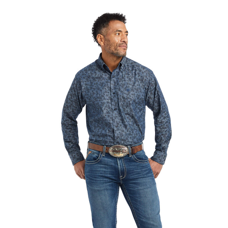 Camisas Ariat Girard Classic Fit Azules Oscuro Hombre - Chile 236-VLMTOE